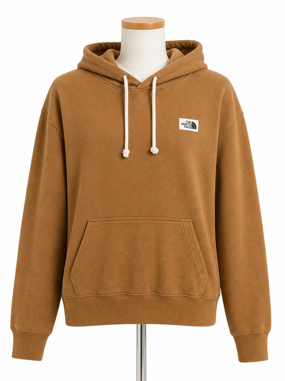 The North Face Men's Tan Pullover Hoodie with Logo Patch